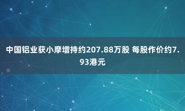 中国铝业获小摩增持约207.88万股 每股作价约7.93港元