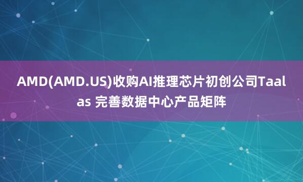 AMD(AMD.US)收购AI推理芯片初创公司Taalas 完善数据中心产品矩阵
