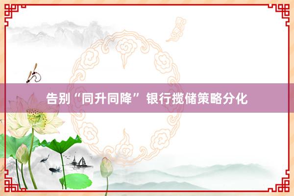 告别“同升同降” 银行揽储策略分化
