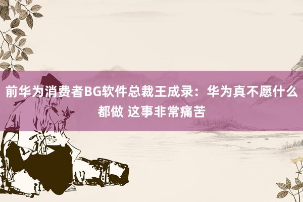 前华为消费者BG软件总裁王成录：华为真不愿什么都做 这事非常痛苦
