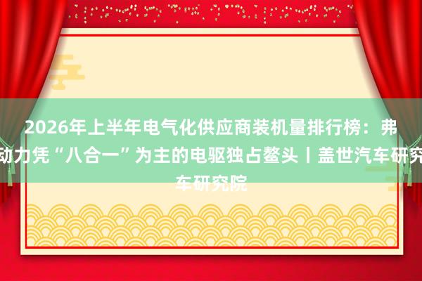 2026年上半年电气化供应商装机量排行榜：弗迪动力凭“八合一”为主的电驱独占鳌头丨盖世汽车研究院