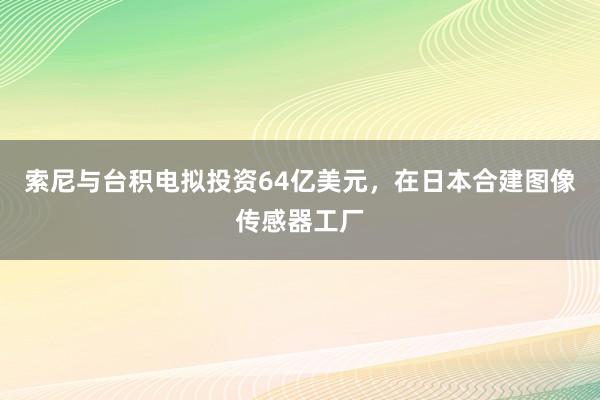 索尼与台积电拟投资64亿美元，在日本合建图像传感器工厂