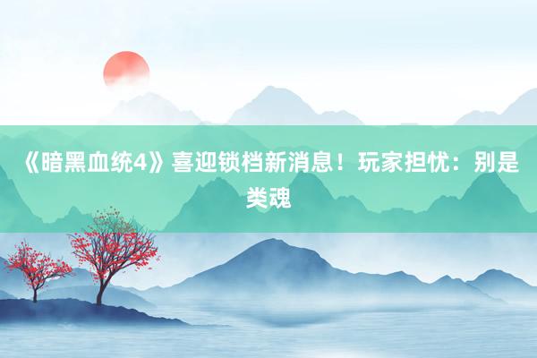 《暗黑血统4》喜迎锁档新消息！玩家担忧：别是类魂