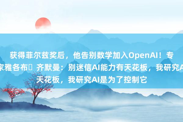 获得菲尔兹奖后，他告别数学加入OpenAI！专访加拿大数学家雅各布・齐默曼：别迷信AI能力有天花板，我研究AI是为了控制它