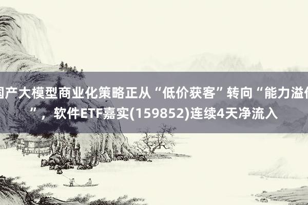 国产大模型商业化策略正从“低价获客”转向“能力溢价”，软件ETF嘉实(159852)连续4天净流入