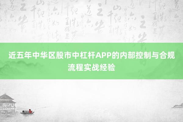 近五年中华区股市中杠杆APP的内部控制与合规流程实战经验