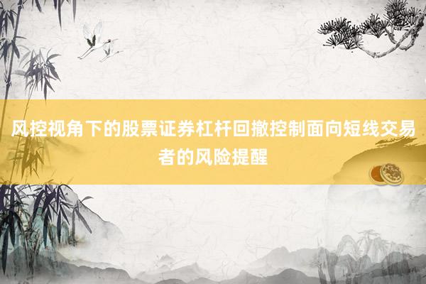 风控视角下的股票证券杠杆回撤控制面向短线交易者的风险提醒