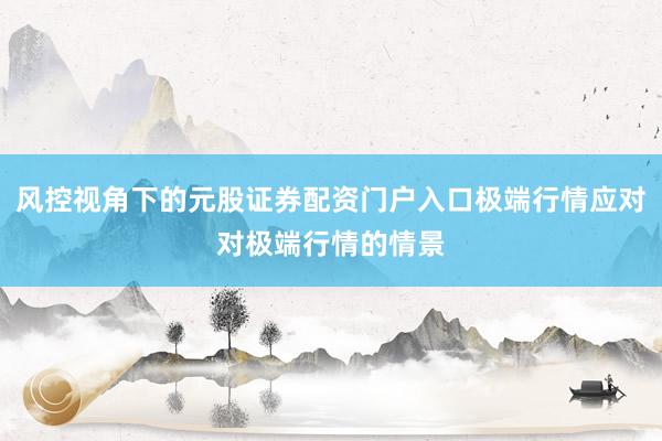 风控视角下的元股证券配资门户入口极端行情应对对极端行情的情景