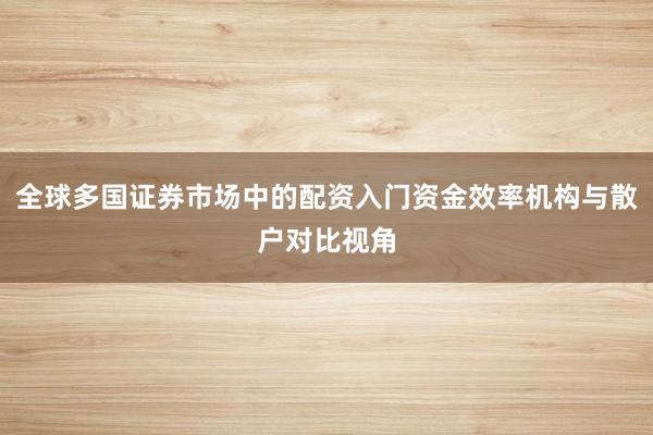 全球多国证券市场中的配资入门资金效率机构与散户对比视角