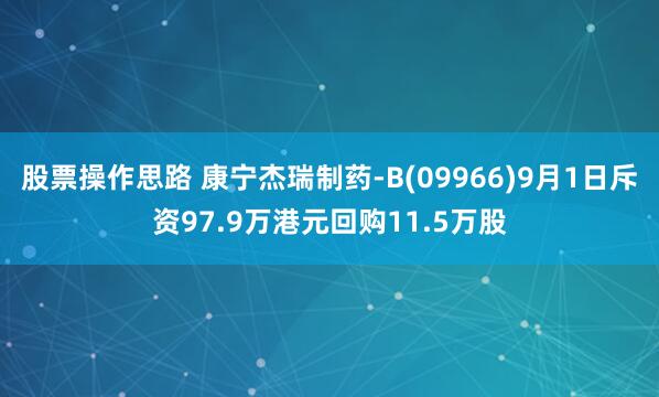 股票操作思路 康宁杰瑞制药-B(09966)9月1日斥资97.9万港元回购11.5万股