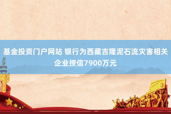 基金投资门户网站 银行为西藏吉隆泥石流灾害相关企业授信7900万元