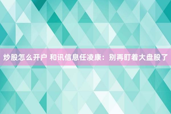 炒股怎么开户 和讯信息任凌康：别再盯着大盘股了