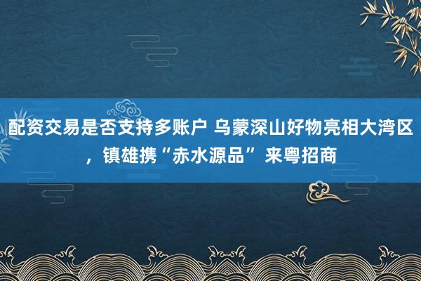 配资交易是否支持多账户 乌蒙深山好物亮相大湾区，镇雄携“赤水源品” 来粤招商