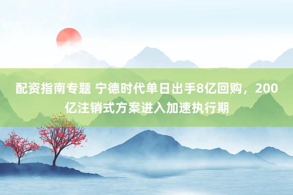 配资指南专题 宁德时代单日出手8亿回购，200亿注销式方案进入加速执行期